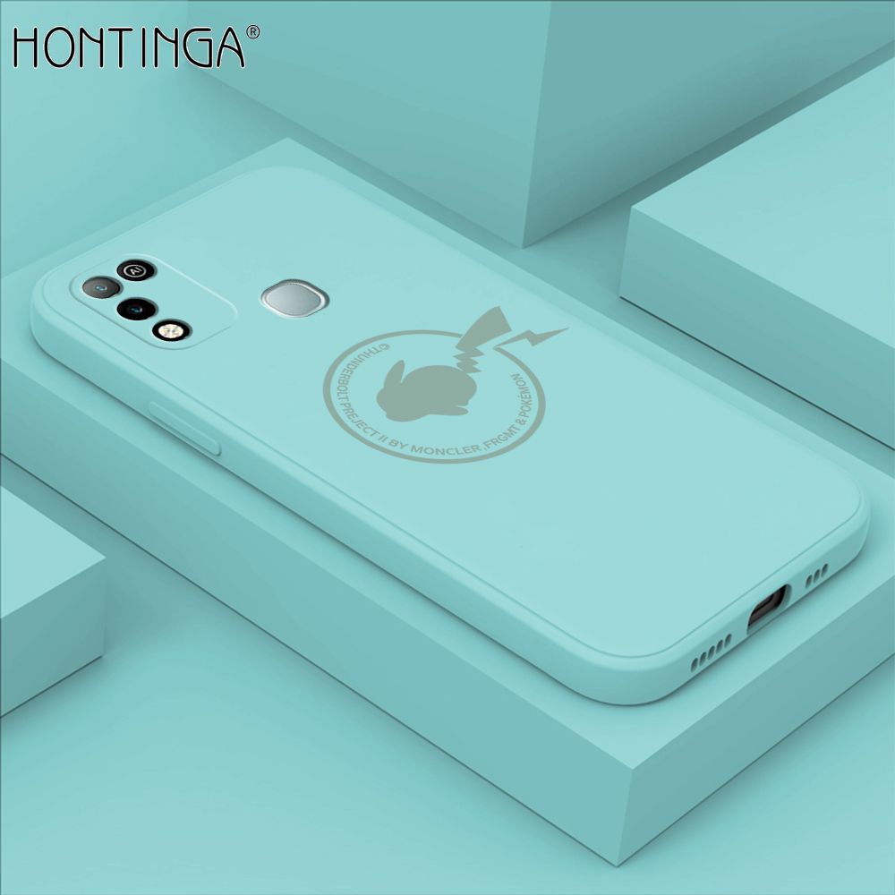Hontinga for Infinix Hot 10 Play / Hot 11 Play Case Cartoon Pikachu Pokemon Phone Case Liquid Silicone Casing Full Cover Camera Shockproof Protective Case