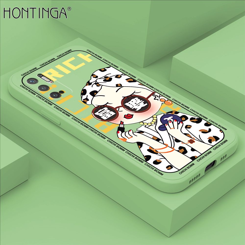 Hontinga for Xiaomi Redmi Note 10 5G Case Fashion Sunglasses Rich Girl Phone Case Phone Case Soft Square Edge Silicone Cases Full Lens Cover Shockproof Protection Cover