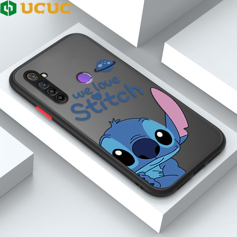 UCUC for Realme 5 5i 5s 6i Back Cover Peeping Stitch Frosted Transparent Hard Phone Case Thin Shockproof Full Cover Camera Protect Case