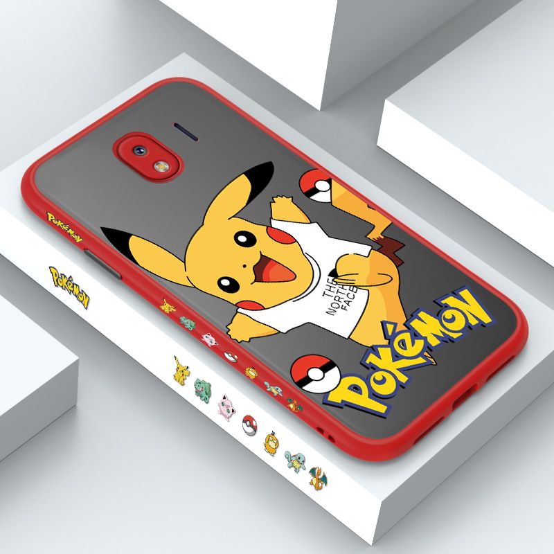 ZeroQiQi for Samsung J4 2018 Case White Clothes Pikachu Side Printing Cover Frosted Ultra Thin Protective Anti Fall Phone Case