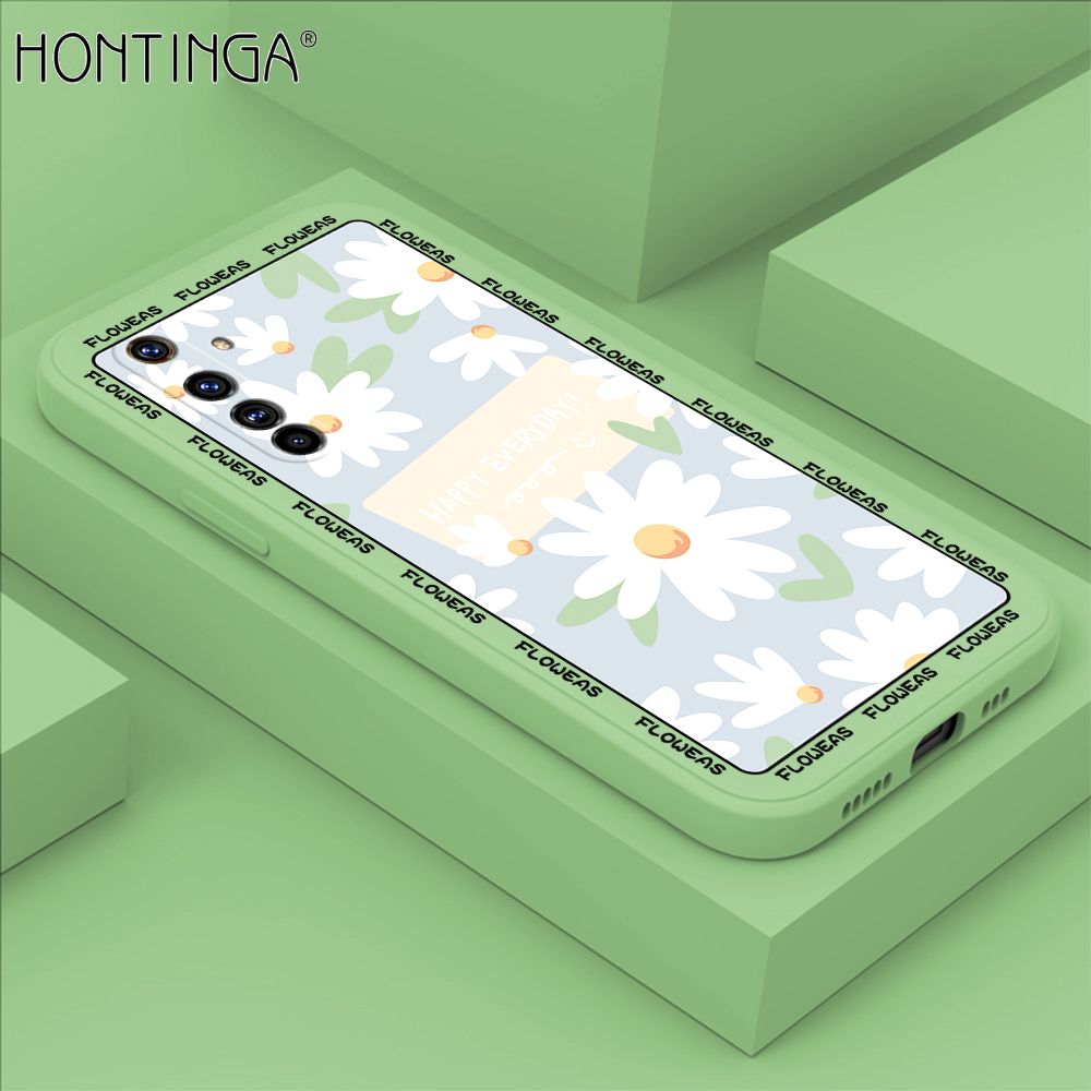 Hontinga for Realme X50 Pro 5G Case Beautiful Daisy Flower Phone Case Phone Case Soft Square Edge Silicone Cases Full Lens Cover Shockproof Protection Cover