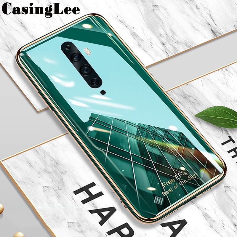 Casinglee For OPPO Reno 2F Back Cover Silicone Soft Cases Electroplated Avocado Green Glitter Full Protector Cases OPPO Reno2 F Case
