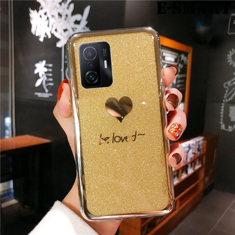 For Xiaomi 11T / 11T Pro Back Fashion Couple Cases Bling Gold Glitter Be Loved Soft Silicone Protector Cover Xiaomi 11T / 11T Pro Back Cover