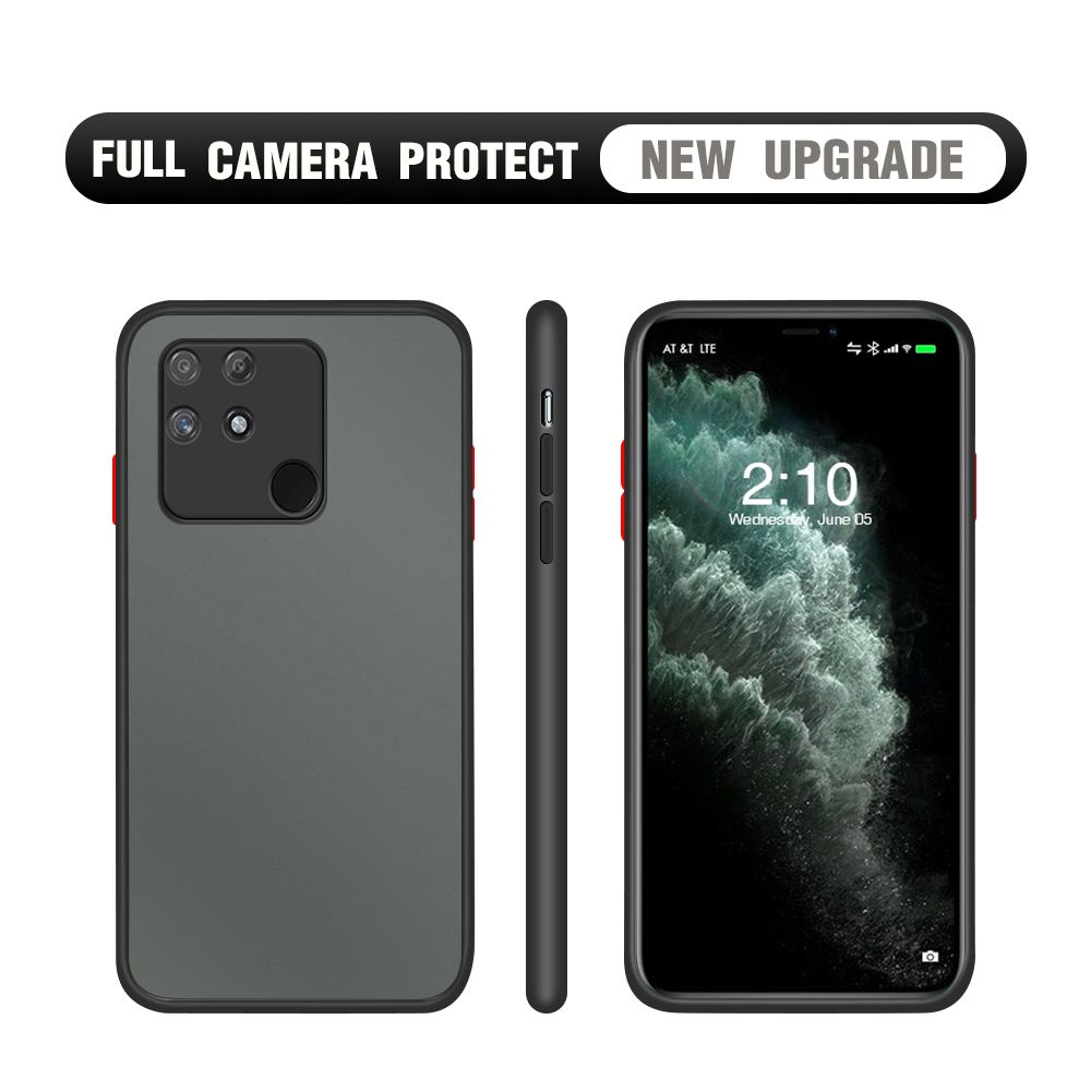 Hontinga for Realme Narzo 50A Case Simple Solid Color Phone Cases Edge Frosted Transparent Back Cover