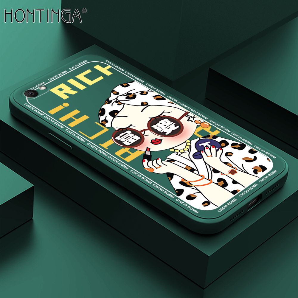 Hontinga for V5 / V5S / V5 Lite Case Fashion Sunglasses Rich Girl Phone Case Phone Case Soft Square Edge Silicone Cases Full Lens Cover Shockproof Protection Cover