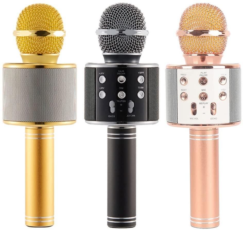 WS-858 Wireless Bluetooth Karaoke Microphone Speaker Handheld Mic USB KTV