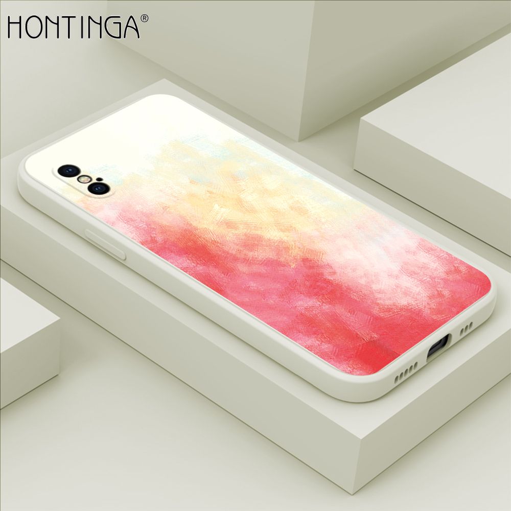 Hontinga for iPhone XS MAX Case Watercolor Gradient Liquid Soft Square Silicone Phone Case Shockproof Protection Rubber Cover