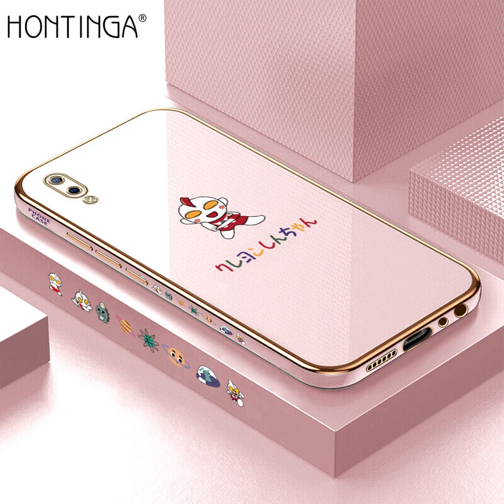 Hontinga for Vivo Y93 Case Luxury 6D Plating Soft Casing Silicone Square Frame Phone Cover Shiny Bling Side Print Cartoon Childhood Memories Cases