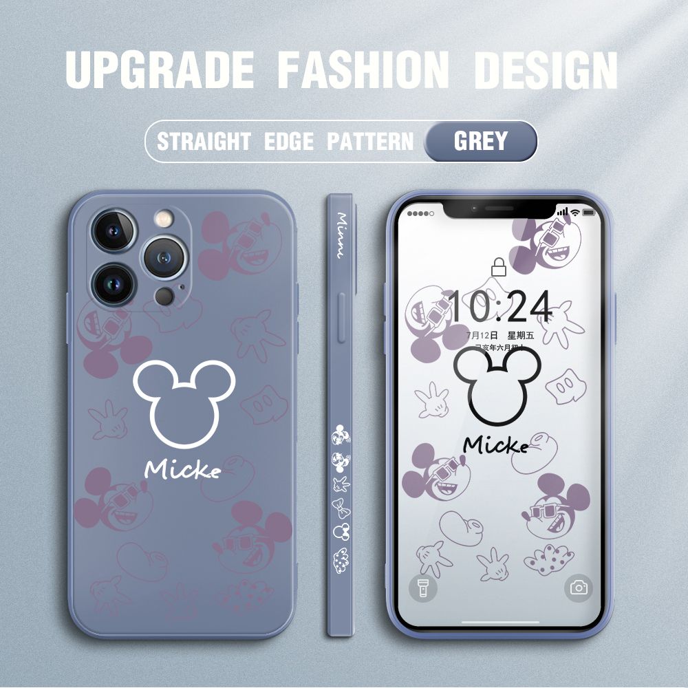 FHKL for iPhone 13 Pro Max Back Cover Mickey Print Side design Soft Case Multicolor Liquid Silicone Phone Cases
