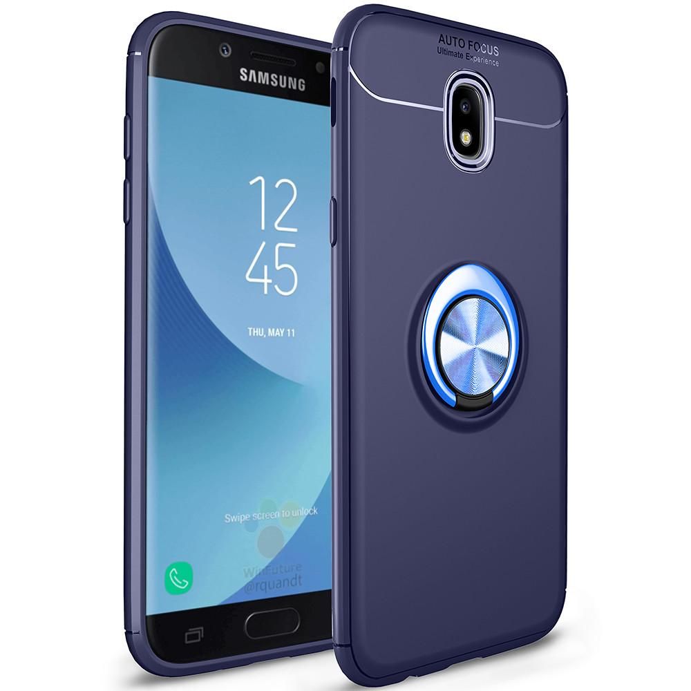 For Samsung Galaxy J7 Pro  J730 Phone Case, Luxury Colorful Metal Magnetic Ring Soft Silicone Cover Casing