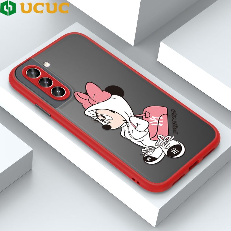 UCUC for Samsung Galaxy S21 Plus 5G Back Cover Satchel Minnie Frosted Transparent Hard Phone Case Thin Shockproof Full Cover Camera Protect Case