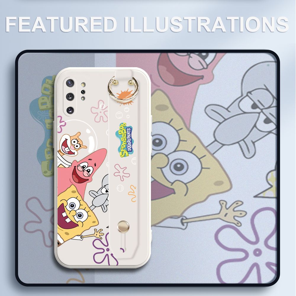UCUC for Samsung Galaxy Note 10 Plus Wrist Strap Case Funny Cartoon Sea Creatures Cover Ultra Thin Anti Fall Liquid Silicone Phone Case