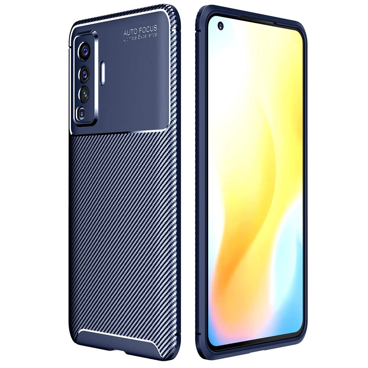 For Vivo X50 Case Soft Back Cover Anti-knock TPU Bumper Carbon Fiber Phone Case
