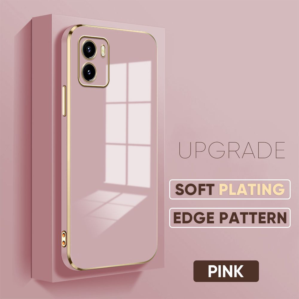 TA for Vivo Y15A / Y15S Back Cover + Free Lanyard Luxury 6D Plating Case Side Pattern Soft Silicone Square Mobile Phone Cases