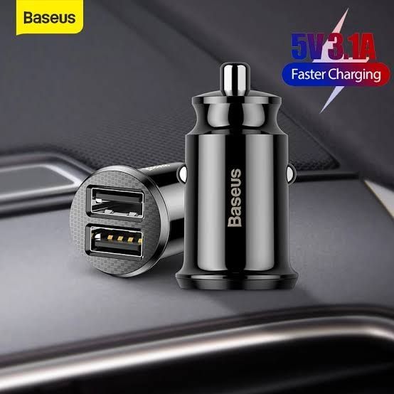 BASEUS GRAIN MINI SMART DUAL USB CAR CHARGER - 3.1A