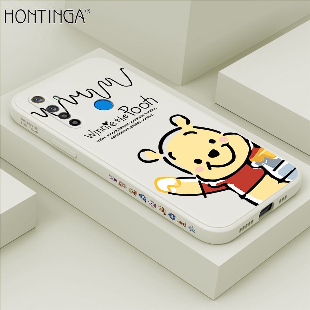 Hontinga for Realme 5 5i 5S 6i Case Side Design Hello Little Bear Back Cover Soft Square Edge Pattern Liquid Silicone Trend Phone Cases