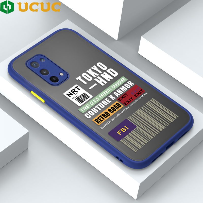 UCUC for OPPO A74 5G Back Cover FBI Sticker Frosted Transparent Hard Phone Case Thin Shockproof Full Cover Camera Protect Case