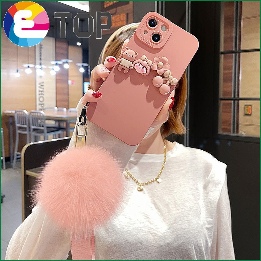 Suitable for Apple 13 mobile phone shell plush autumn and winter new iPhone12 goddess 11pro silicone soft shell pink