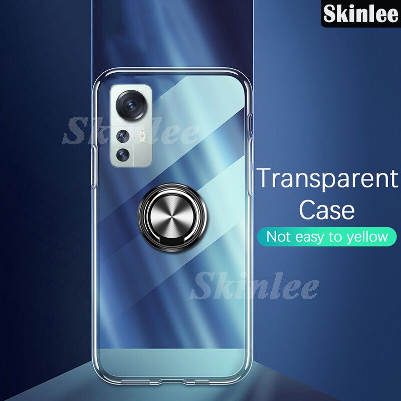 Skinlee Phone Case Xiaomi 12 Ring Holder Cover Ultra Thin Transparent Car Navigation Holder Silicone Clear Cases for Xiaomi12 Back Cover