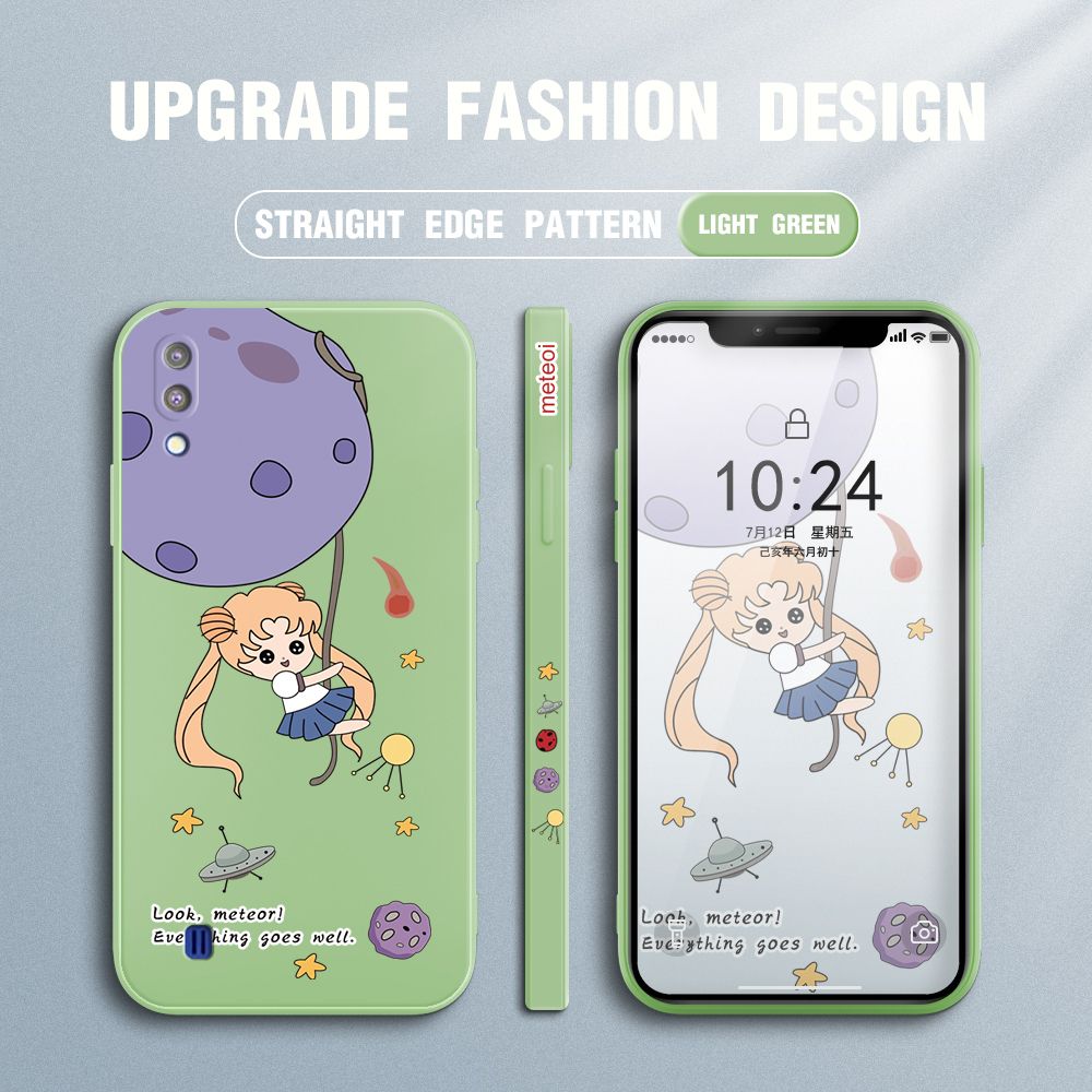UCUC for Samsung Galaxy M10 Back Cover Beauty Warrior Ultra Thin Soft Luxury Square Multicolor Liquid Silicone Phone Case