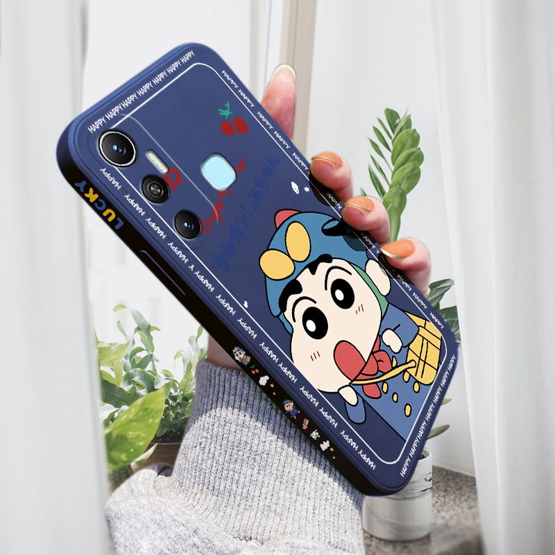 AMORVOR for Infinix Hot 11 Back Cover Cartoon Shin-chan Action Kamen Side design Soft Case Liquid Silicone Phone Cases