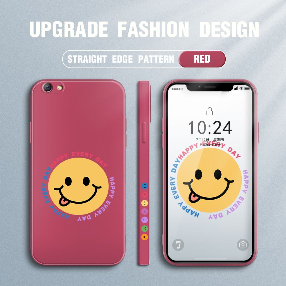 FHKL for OPPO R9S Plus Back Cover Cartoon Smile Side design Soft Case Multicolor Liquid Silicone Phone Cases