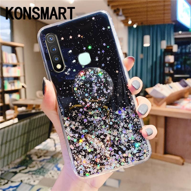 【 ETOP 】 Phone Case VIVO Y19 Y11 Y17 Y15 2020 Y12 Y91 Y91i Y93 Y95 Casing Glitter Star Space TPU Soft Case Vivo Y15 2020 With Stand Holder