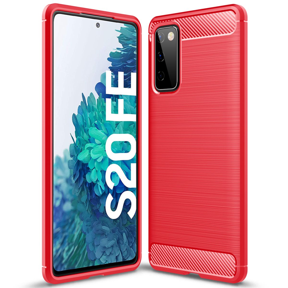 For Samsung Galaxy S20 FE Carbon Fiber Skin Resilient TPU Shockproof Armor Protective Case Cover