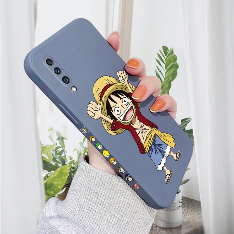 AMORVOR for Samsung Galaxy A70 Back Cover Anime One-Piece Luffy Side design Soft Case Liquid Silicone Phone Cases