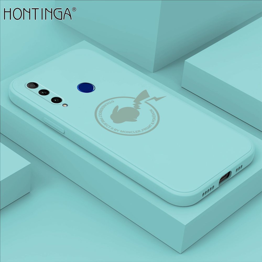 Hontinga for Honor 20 Lite Case Cartoon Pikachu Pokemon Phone Case Liquid Silicone Casing Full Cover Camera Shockproof Protective Case