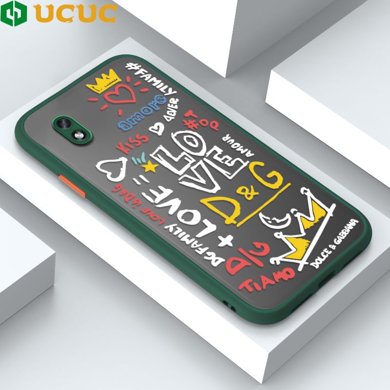 UCUC for Samsung Galaxy A01 Core Back Cover LOVE Graffiti Frosted Transparent Hard Phone Case Thin Shockproof Full Cover Camera Protect Case