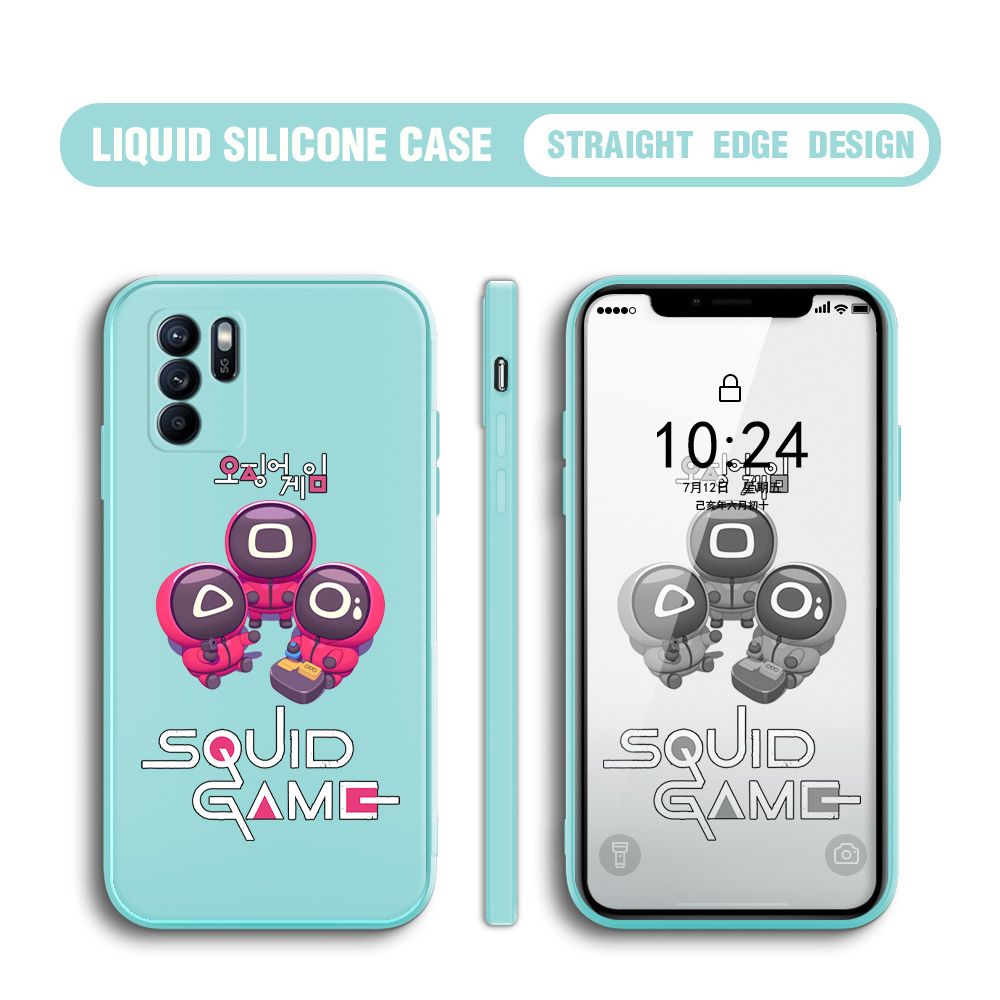 UCUC for OPPO Reno6 Z 5G Case Cute Cartoon Cute Squid Character Phone Cover Square Liquid Silicone Shockproof Phone Protective Case