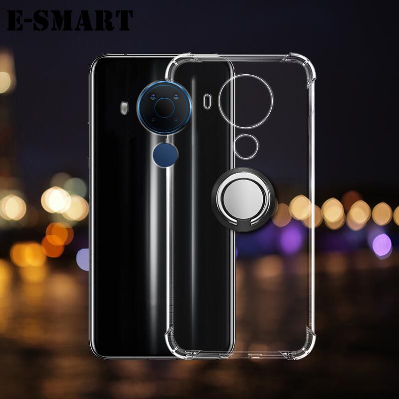 Phone Case Nokia 5.4 Back Cover Soft Clear Transparent Airbag Protection Shockproof Car Magnetic Bracket Ring Caese For Nokia 5.4