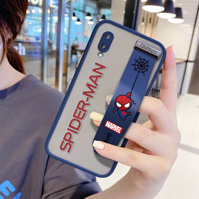 UCUC for Samsung Galaxy A02 Wrist Strap Case Superhero Spider Superman Wristband Printing Cover Shockproof Frosted Phone Case