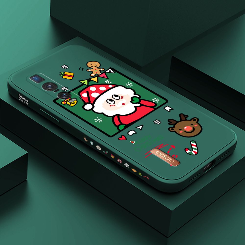 ZeroQiQi for OPPO Find X2 Pro Case Santa Claus Christmas Gifts Side Printing Cases Soft Liquid Silicone Phone Cover