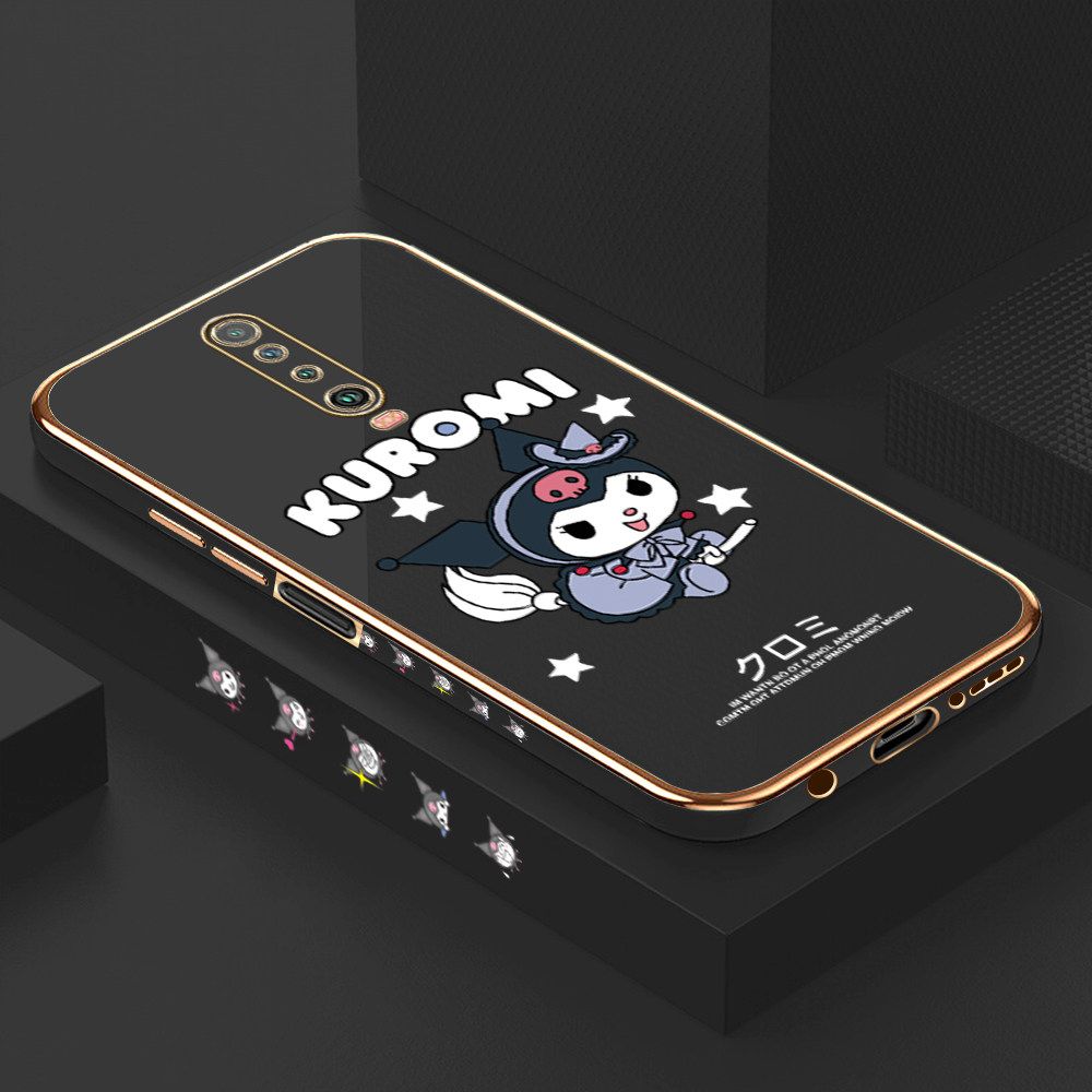 Luxury 6D Plating Soft Casing Silicone Square Frame Phone Case For Xiaomi Poco X2 Case Shiny Bling Back Cover Cartoon Anime Character Cute Square Edge Pattern Design Soft Case + Free Lanyard