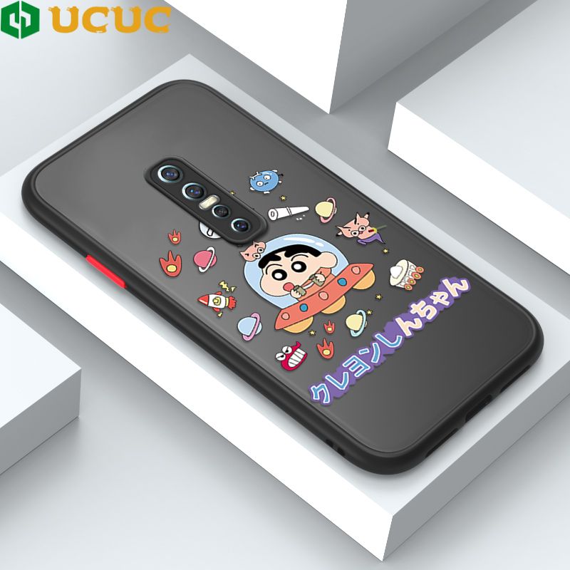UCUC for Vivo V17 Pro Back Cover Spaceship Shinchan Frosted Transparent Hard Phone Case Thin Shockproof Full Cover Camera Protect Case