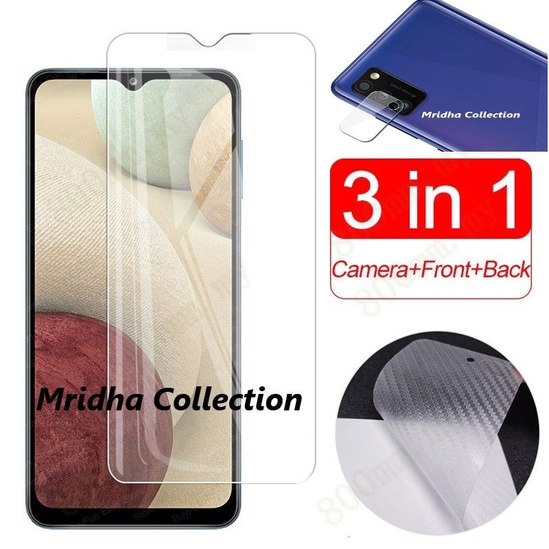 3in1 Protector Combo Pack for Samsung Galaxy A31 / A41 (Screen Protector Glass+Back Protector Poly+Camera Lens Protector Glass)