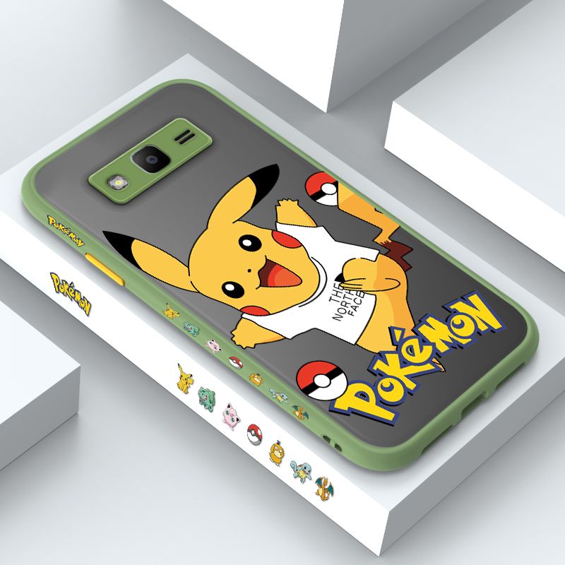 ZeroQiQi for Samsung J2 Prime Case White Clothes Pikachu Side Printing Cover Frosted Ultra Thin Protective Anti Fall Phone Case