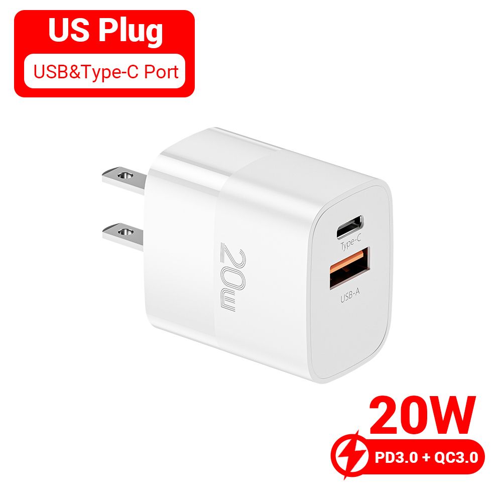 USB Type C Fast Charger 20W QC PD 3.0 Dual Port Mini Portable Adapter For LG VIVO Fast Wall Chargers
