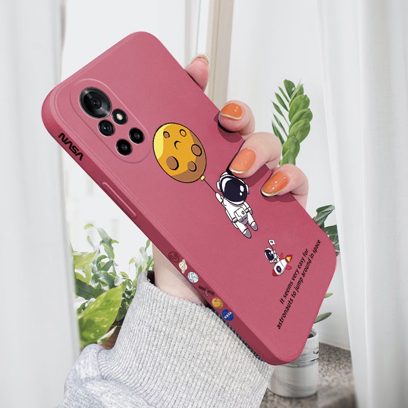 AMORVOR for Huawei Nova 8 Pro Back Cover Cartoon Astronautn Side design Soft Case Liquid Silicone Phone Cases