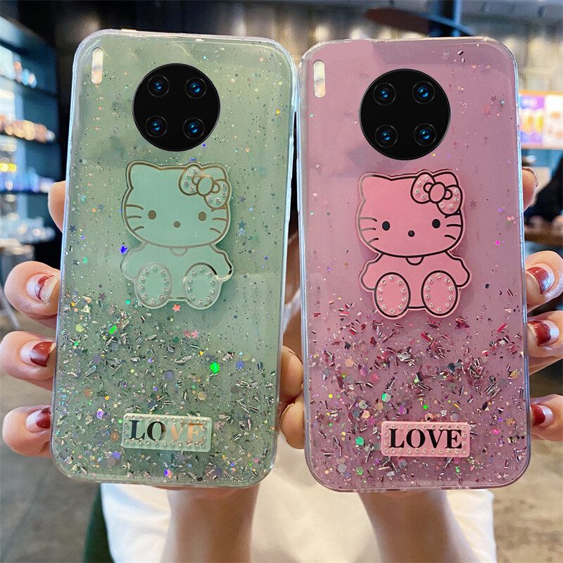 Case For Honor 50 Lite Shiny Ring Back Cover Glitter Soft Transparent Hello Kitty Cases for Honor 50 Lite Case Stars Moon Girls