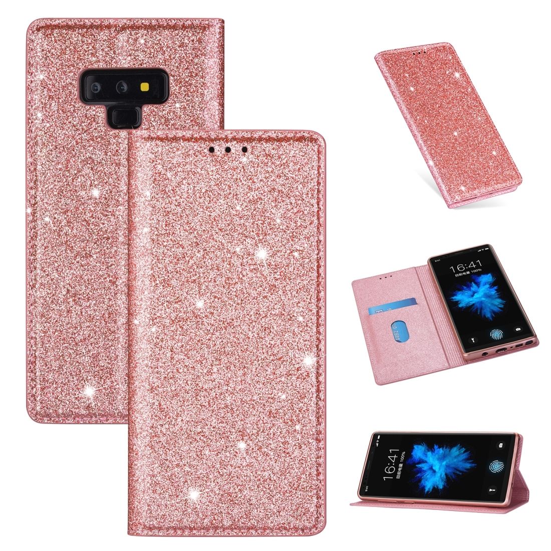 (Ready Stock)For Samsung Galaxy Note 9 Ultrathin Glitter Magnetic Horizontal Flip Leather Case with Holder & Card Slots(Purple)