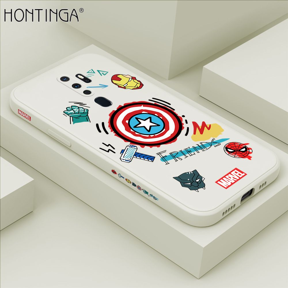 Hontinga for OPPO A9 2020 Case Side Design Trendy Cartoon Sign Back Cover Soft Square Edge Pattern Liquid Silicone Phone Cases