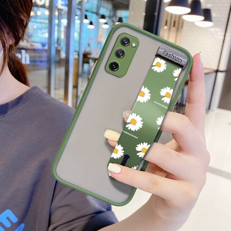 UCUC for Samsung Galaxy S20 FE Wrist Strap Case INS Style Small Fresh Daisies Wristband Printing Cover Shockproof Frosted Phone Case