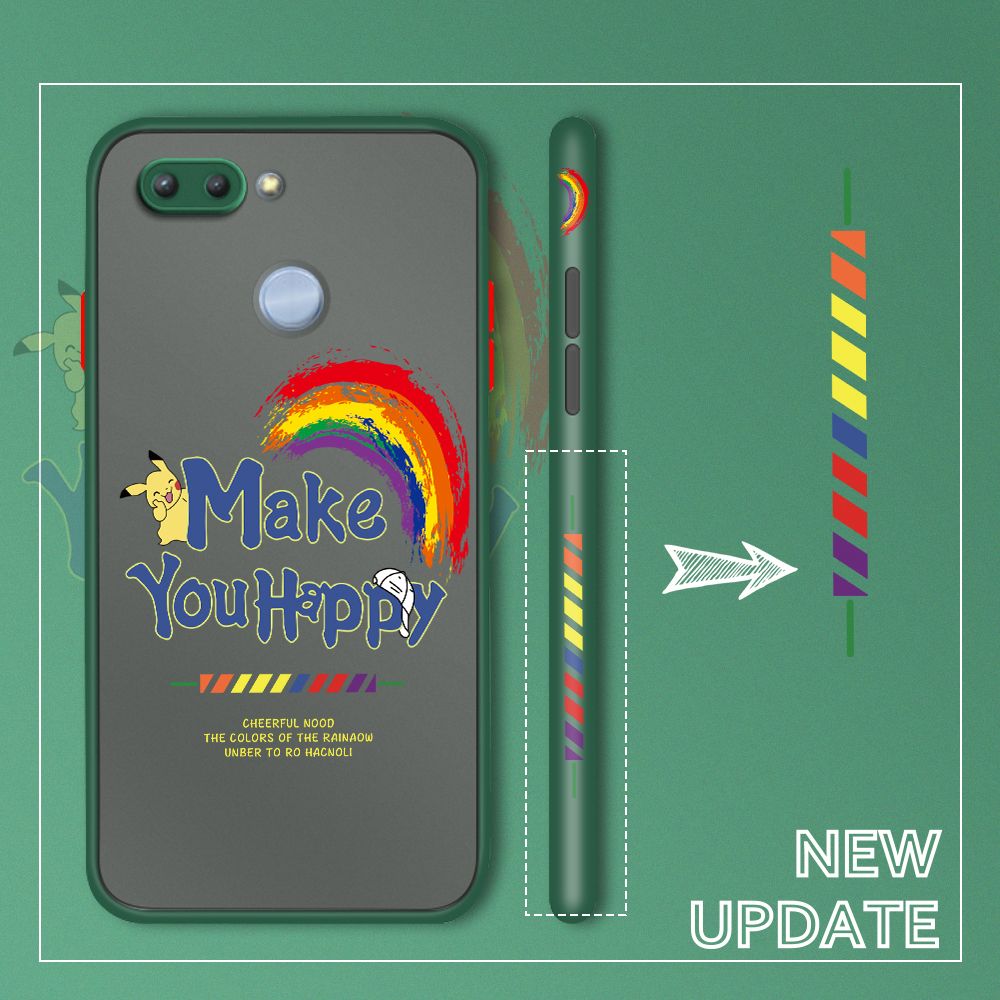 UCUC for Redmi 6 Back Cover Rainbow Pikachu Side Printed Design Phone Case Ultra Thin Frosted Cover Shockproof Phone Cover
