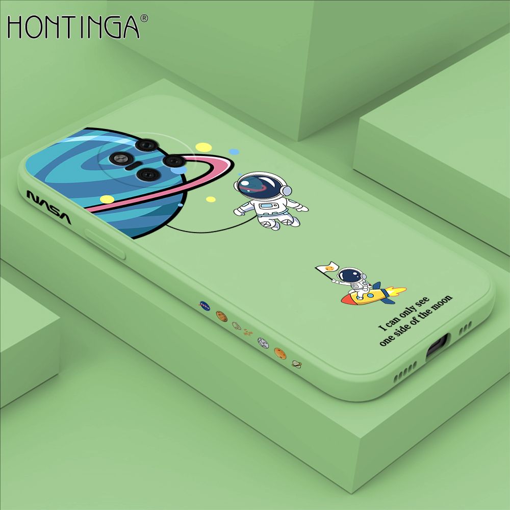 Hontinga for Huawei Mate20 Pro Case Cartoon Astronaut Side Design Back Cover Soft Square Edge Liquid Silicone Phone Cases