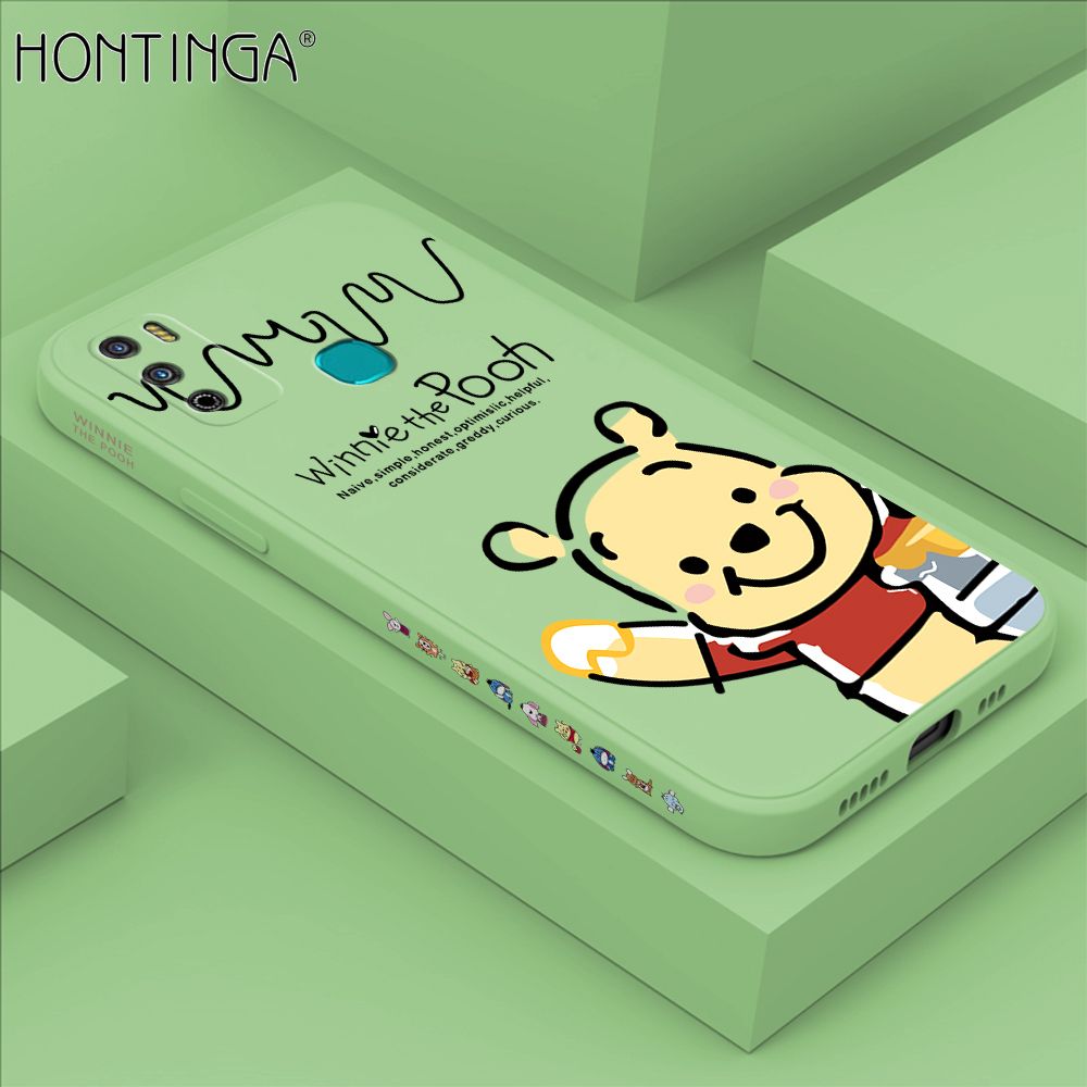 Hontinga for Infinix Hot 9 Play Case Side Design Hello Little Bear Back Cover Soft Square Edge Pattern Liquid Silicone Trend Phone Cases