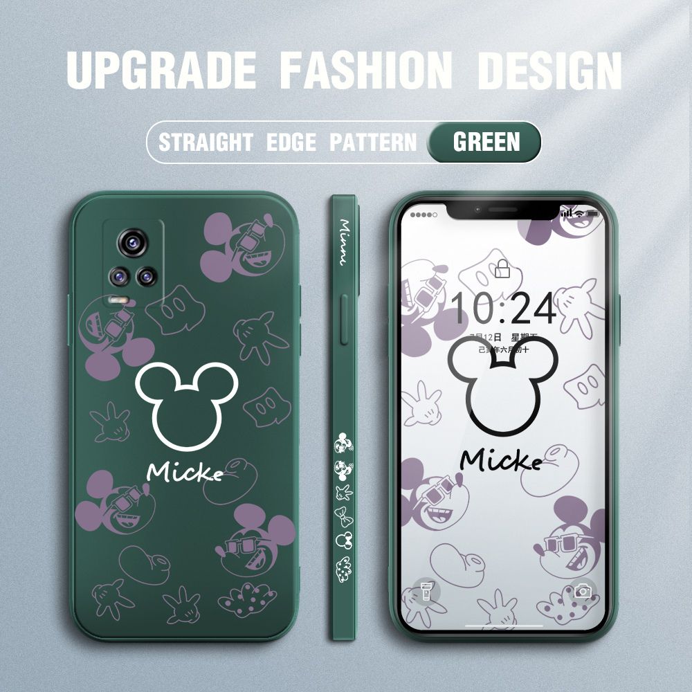 Jizetin for Vivo V20 / V20 2021 Case Creative Printing Pattern Side Design Phone Case Square Edge Pattern Liquid Silicone Cases Full Cover Camera Shockproof Protective Case