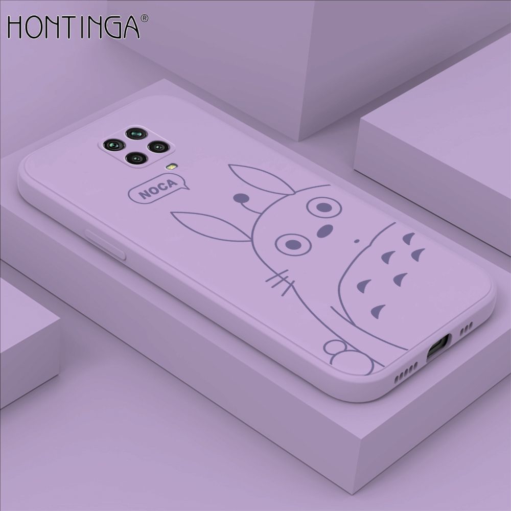 Hontinga for Redmi Note 9Pro Case Cartoon Cute Totoro Pattern Back Cover Soft Square Edge Liquid Silicone Phone Cases